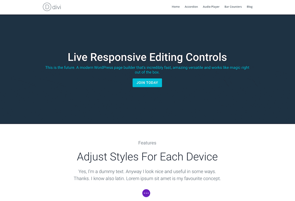 Divi Theme Responsive Funktionen