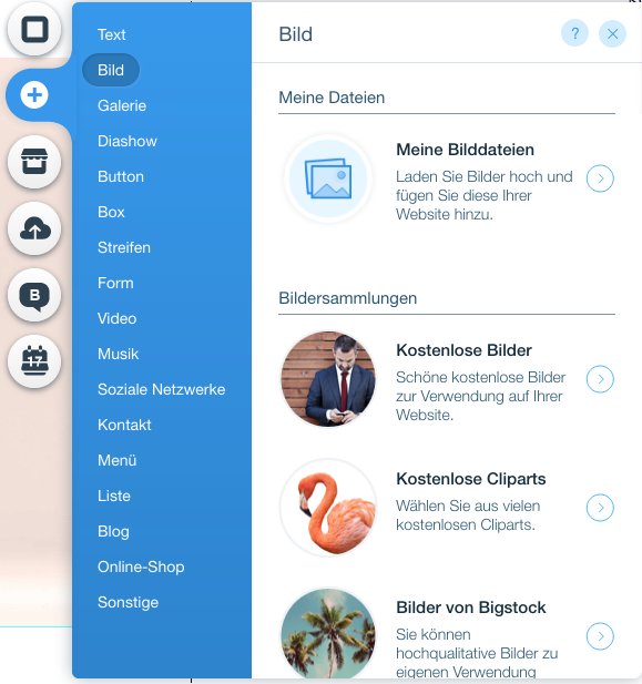 Bild einfügen mit Wix