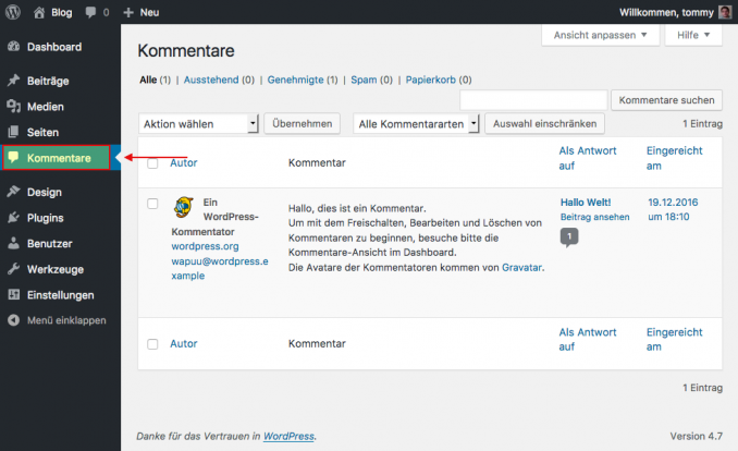 WordPress Kommentare