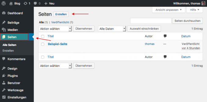 WordPress Seiten