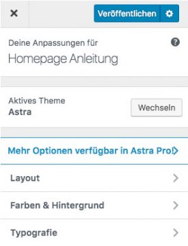 Das Customizer Tool von WordPress