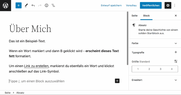 Gutenberg Editor Bedienungsanleitung