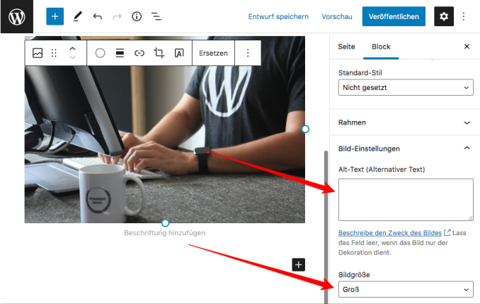 Gutenberg Einstellungen