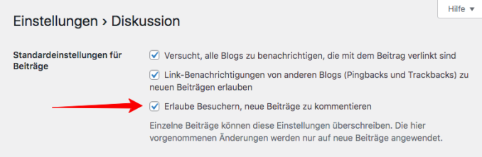 WordPress Kommentare deaktivieren